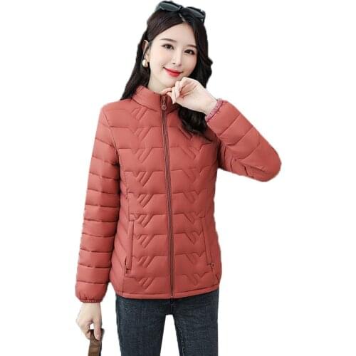 2020 Autumn Winter Jackets Middle-aged Womens Down Cotton Coat Stand-up Collar Large Size Thin And Light Warm Coats Outwear 5X