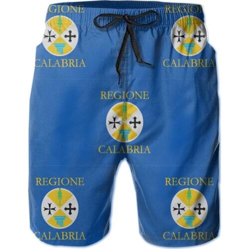Summer Men Beach Short Breathable Quick Dry Funny Novelty regions of Italy Sports Flag Of Calabria Hawaii Pants