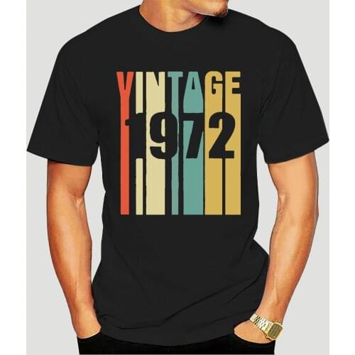 Mens casual fashion T shirt cool HOT deals Leisure Men Vintage 1972 Retro Black T Shirt Short Sleeve Top Tee for mans-4840A