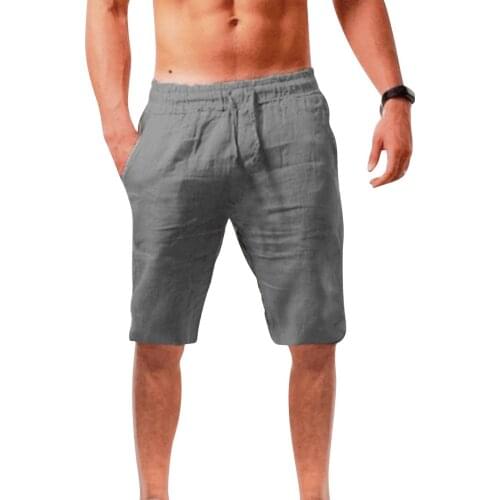 2021 new style mens casual sports cotton and linen comfortable fashion Summer shorts jogging pants Drawstring Solid Color Cool