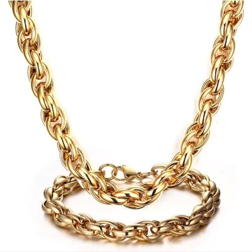 9mm Titanium Steel Golden twist mens Necklace