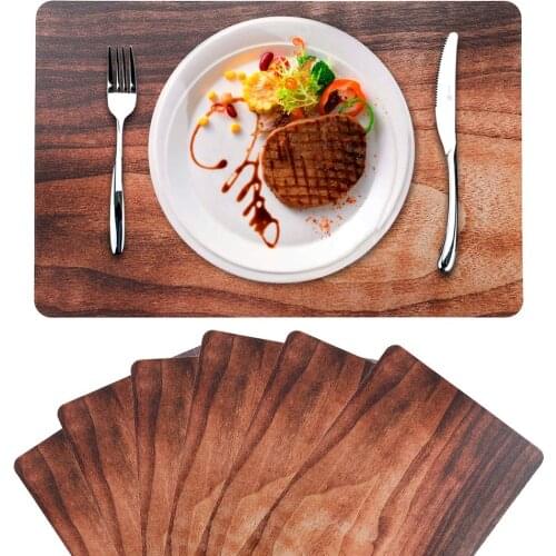 GENNISSY Tree Stripes Placemats Set of 6 Washable PVC Table Mats for Dining Kitchen