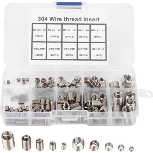 150pcs Stainless Steel Helicoil Thread Repair Insert Kit M3 M4 M5 M6 M8 Rivet Nut Kit Crew Sleeve Set