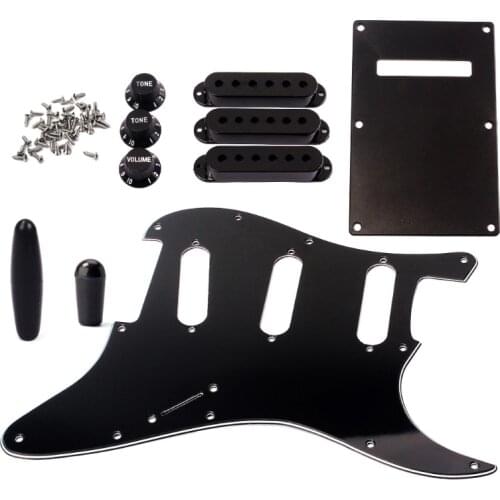 1set SSS Electric Guitar Pickguard Back Plate Pickup Cover Knobs Tips For St Sq Accessories Parts