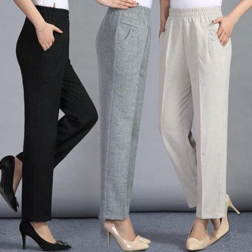 2020 New Plus Size 4XL Casual Pants Women Loose Solid High Waist Pants Pantalon Femme Trousers Women Office Ladies Pants HK290