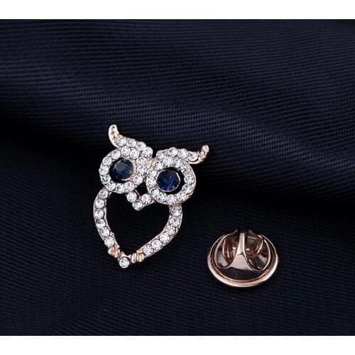 Fascinating Adorable Hollow Small Owl Rhinestone Gold-color Brooches for Women Brooch Pins Jewelry