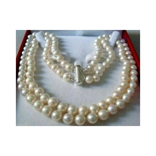 Double Strand 7-8mm Akoya Saltwater Pearl Necklace 17-18 inches