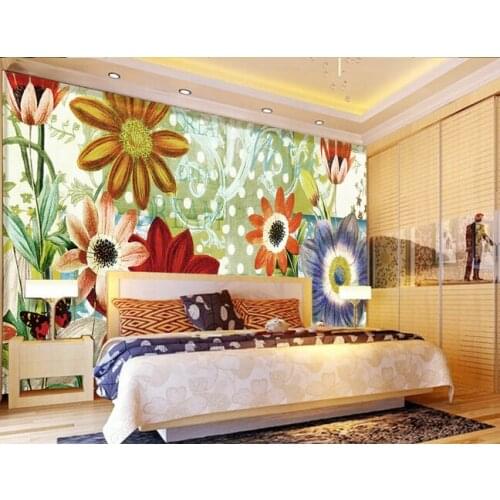 Custom 3D murals, the European style retro nostalgia flower painting, living room sofa TV wall bedroom background wall paper