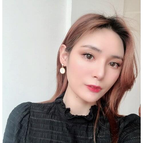 Silver Plated Needles Alloy Simple Metal Oval Round Cats Eye Stone Golden Women Dangle Earrings & Drop Earrings