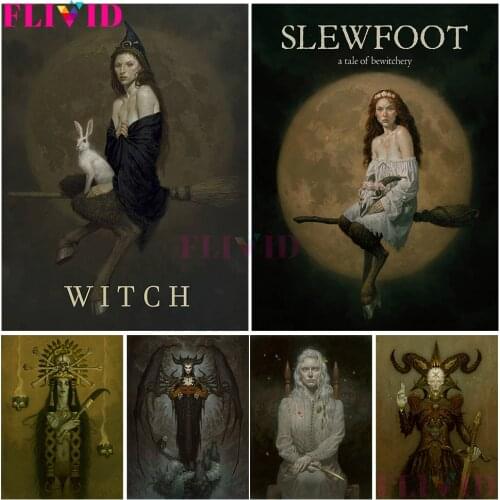 Slewfoot Retro Wall Art Canvas Painting Magic And Mystery Witchcraft Posters And Prints Wall Pictures For Living Room Decoration
