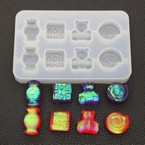 Diy crystal epoxy mold mirror frosted candy bear resin mold pendant silicon gypsum aromatherapy handmade home accessories