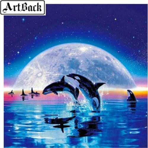 Sale new 5d diy diamond painting dolphin animal full square 3D diamond mosaic embroidery home decoration