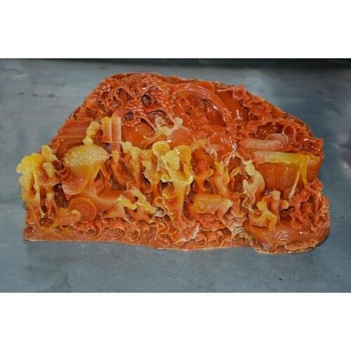 Rare Chinese Natural ShouShan Stone Hand Carved Decoration Landscape,Mountain gods,#10,Free shipping