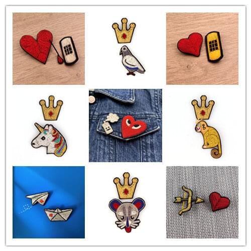 Hand embroidery food knife bread coffee cup fork French fries Fashion Badge for DIY bag coat shoes brooch Broche