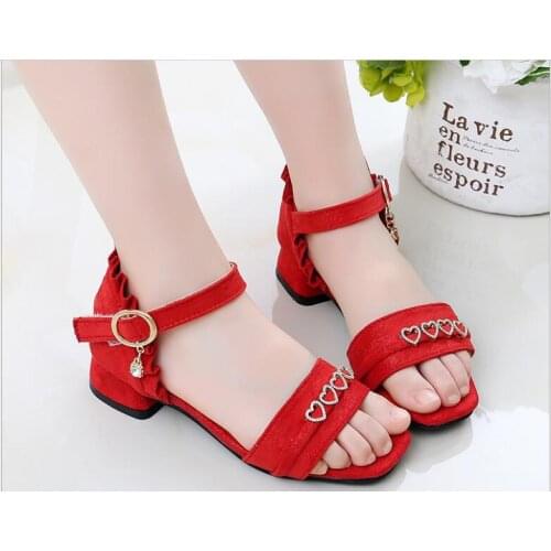 Girls Sandals Summer Kids Shoes for Girls Baby Girls Sandals Children Suede love pattern Shoes Princess Gladiator Dress Shoes