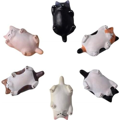 6pcs Glass Dome Round Mix Cat Pattern Cartoon Animal Refrigerator Sticker Fridge Magnet Cabochon Message Holder Home Decor