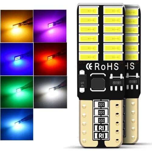 2pcs CANBUS T10 24smd LED light bulb car no error 4014 12V Super bright clearance bulb lamp white yellow blue red