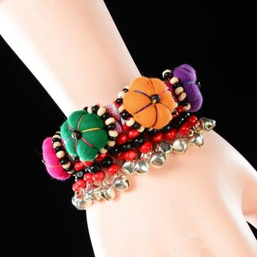 National style cloth handmade bells bracelets jewelry cloth features embroidery bracelet