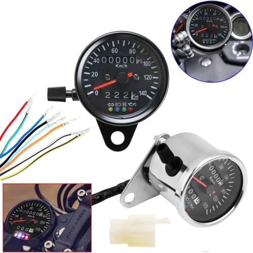 New Universal Motorcycle Speedometer Odometer Gauge Dual Speed Meter with LCD Indicator Vintage Modification Accessory Hot Sale