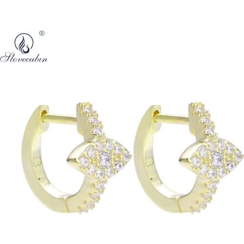 Slovecabin 925 Sterling Silver Full Zircon Evil Eye Huggie Hoop Earrings For Women Party Fine Gold Crystal Loop Brincos Jewelry