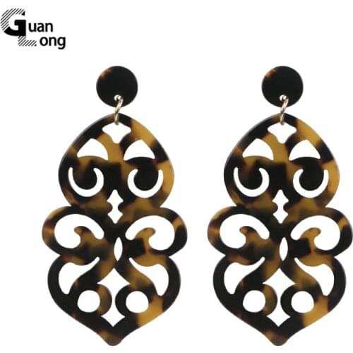 Vintage Long Big Geometric Acrylic Resin Fashion Drop Earrings for 2021 Women And Girl Hoop Leopard Large Earring Party Jewelry