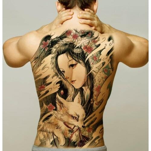 Waterproof temporary tattoos for men halloween body stickers sexy tattoo women back large tattoo sticker fox girls fashion decal
