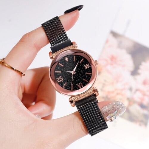 Women Elegant Quartz Watches Beautiful Casual Watches Ladies Starry Sky Bracelet Wristwatch For Women Lady