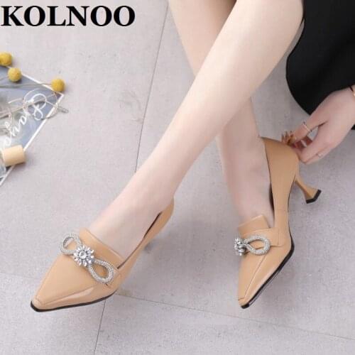 KOLNOO Newest Hot Style Womens Handmade High Heel Pumps 8-Designed Butterfly Crystal Evening Party Prom Fashion Court Shoes