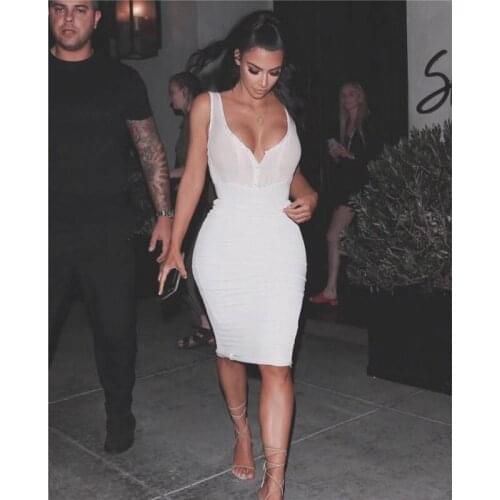 High Quality Summer New Sexy Rayon Bandage Dress Mesh Women Bandage Dress White Party Night Club Bodycon Dress