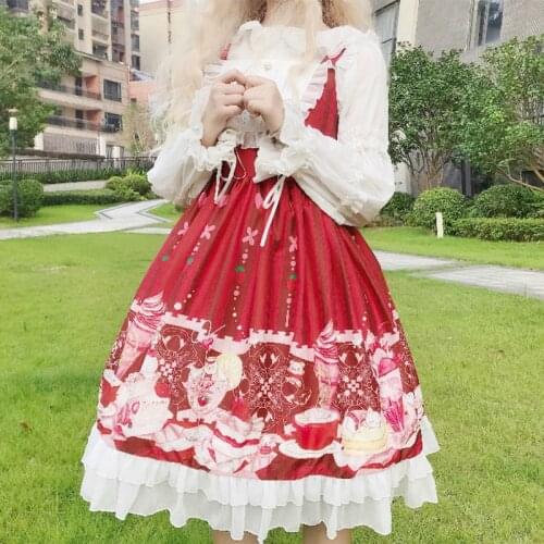 Original Design Desserts Party Womens Lolita JSK Dress Suspender Dress 2020 Cute Girl One Piece Color Pink Red