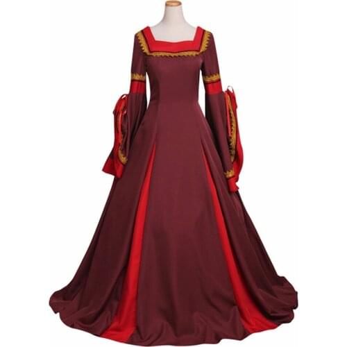 Custom Made Womens Dark Red Dress Costume Cosplay Victorian Medieval South Manor Dress Costume Cosplay for Carnival Party