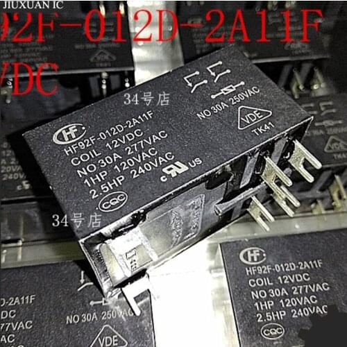 1pcs/lot 100% original genuine relay: HF92F-012D-2A11F 12VDC 30A 277VAC 6pins