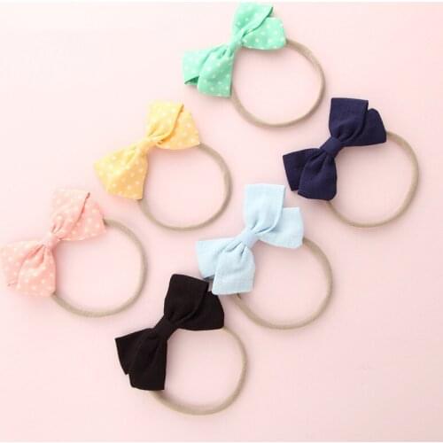 15 pcs/lot, Fabric Sailor Bow Nylon Headband, Polka dot Fabric bow headbands Hair Accessories