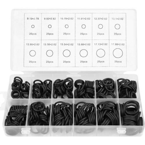 300Pcs/Set 12 SizesTap Washer Kit Holdtite Jumper Valves O Ring EC Body Washers Seals 9.19-17.88mm Black Oring