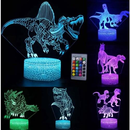 3D LED Night Light Dinosaur Series Lamp 16Colors Change Night light Remote Control Table Lamps Toys Gift For Kid Home Decoration