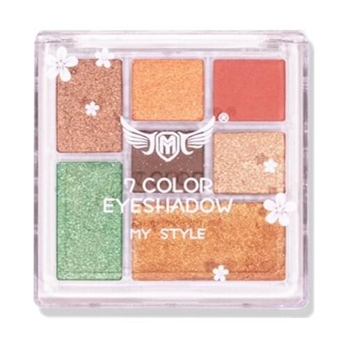 7 Color Pearl Light Eye Shadow Disc Nude Make-up Pumpkin Color Box Eyeshadow Pallete Multicolor Eyeshadow Tool Wholesale