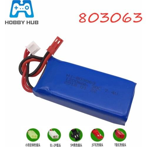 X6 H16 Lipo Battery 7.4 v 1200mAh 2S 30C For WLtoys Quadcopter Drone 7.4V 1200mah V666 V262 V323 Helicopter