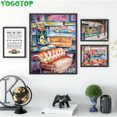 Central Perk Watercolor Diy Diamond Painting Full Rhinestones Diamond Embroidery Mosaic Home Decor Friends TV Show YY4584