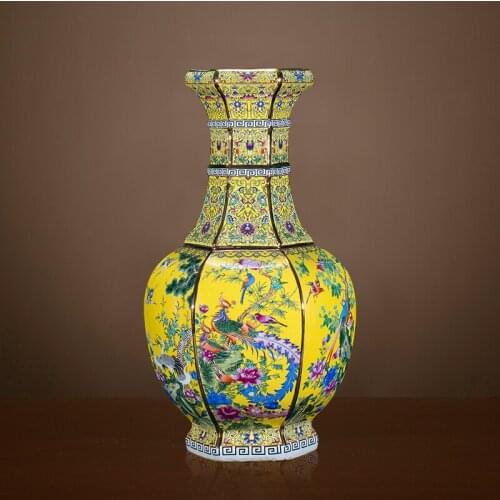 Jingdezhen Antique Pastel Vase Imitation Of Qianlong Year Chinese Classical Living Room Angle Decoration porcelain ceramic vase
