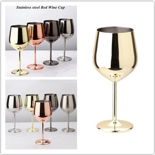 500/200ML Wine Goblet Red Wine Glass Cocktail Glass for Bar Picnic Wineglass Stainless Steel Copper Plated Cup Party Supplies