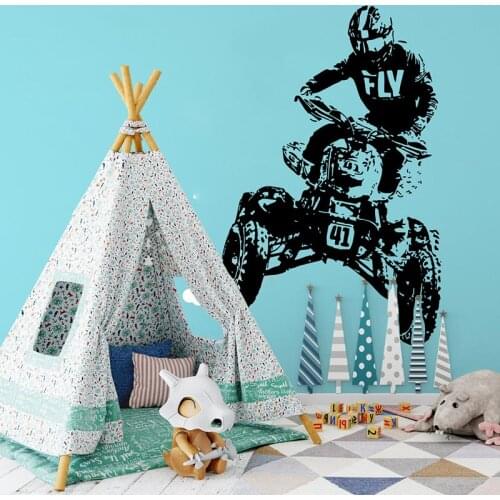 Large Extreme Quad Bike ATV Rider Motorcycle Wall Sticker Playroom Off Road 4 Wheeler Offroad Motorbike Wall Decal Man Cave Viny