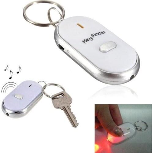 200PCS White LED Key Finder Locator Find Lost Keys Chain Keychain Whistle Sound Control Fast shipping SN986