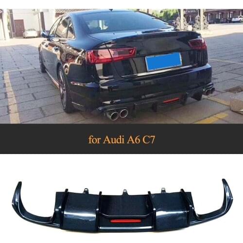 Real Carbon Fiber Rear Bumper Diffuser for Audi A6 C7 Sedan 2016 2017 2018 Car Rear Diffuser Lip Spoiler High Quality