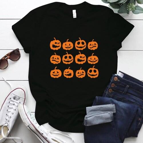 Halloween T Shirt for Women Funny Pumpkin Head Graphic Tees Short Sleeve Plus Size Oversized T Shirt S-5XL Vintage Woman Tshirts