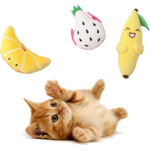 Funny Cartoon Pet Toys Cute Fruit Bite Resistant Plush Toy Pet Chew Toy For Cats Pet Interactive Supplies Pet Partner