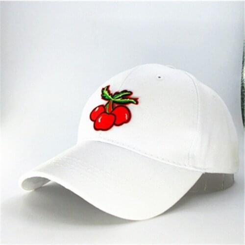 Cherry Fruit Embroidery Cotton Baseball Cap Hip-hop Cap Adjustable Snapback Hats for Men and Women 307