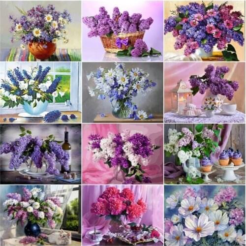 GATYZTORY 40x50cm Painting By Numbers Flower Paint By Numbers On Canvas DIY Number Painting lavender Scenery Home Decor