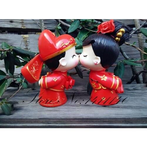 Chinese Classic Couple Bride and Groom Cake Topper Wedding ,Wedding Drcoration, Gifts Favors ,free shipping