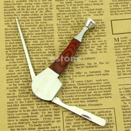 Tobacco Smoking 3in1 Red Wood Stainless Steel Pipe Cleaning Reamers Tamper Tool