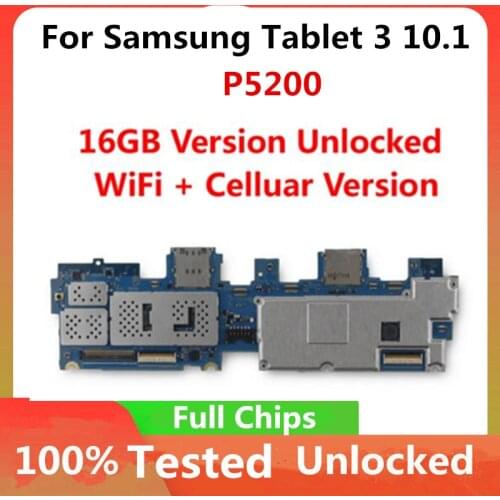 For Samsung Tablet 3 10.1 P5200 WiFi + Celluar Original P5210 P5200 P5220 Motherboard SIM 3G 4G Android OS Logic Board Unlocked